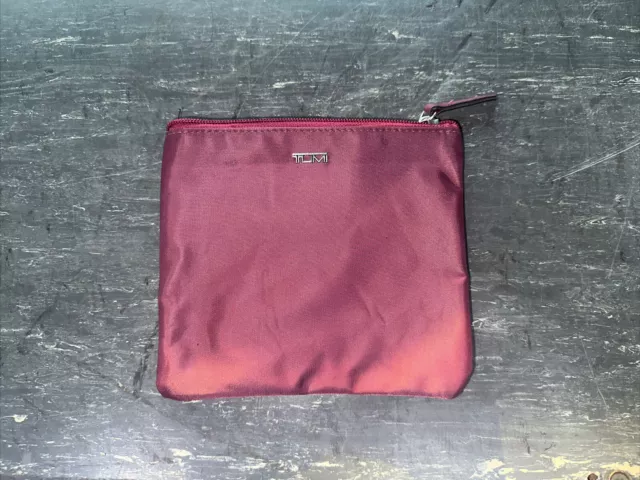 TUMI for Delta Burgundy Red Small Zip Wallet Cosmetic Travel Bag 6.5" x 6"