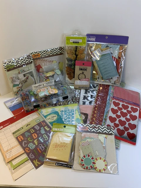 Lot of 21 Scrapbooking Crafting Card Supplies Stickers Ribbon Grommets Prongs