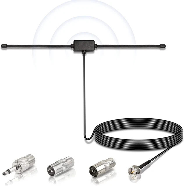 BINGFU DAB FM Radio Antenna FM Dipole Aerial with 3M Extension Cable