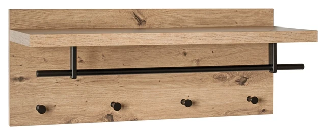 Bellamio Sava Garderobenpaneel 2er-Set Bambus  Flurgarderobe Mit 8 Haken  110x25cm