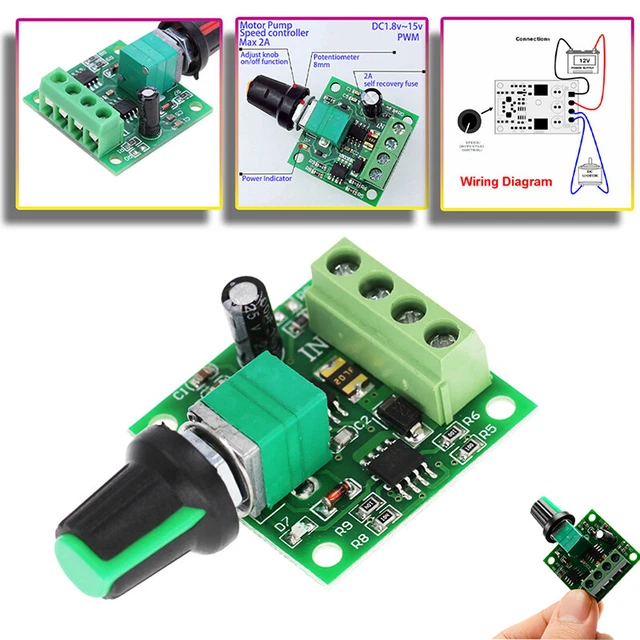 5-Pack 2A PWM DC Motor Speed Controllers / LED Dimmers - 1.8V To 12V Low Voltage
