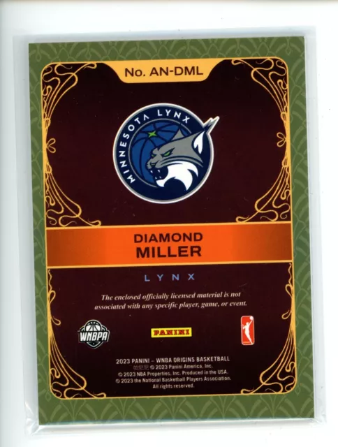 MAILLOT PATCH ART nouveau 2023 Origins WNBA Diamond Miller #AN-DML ...