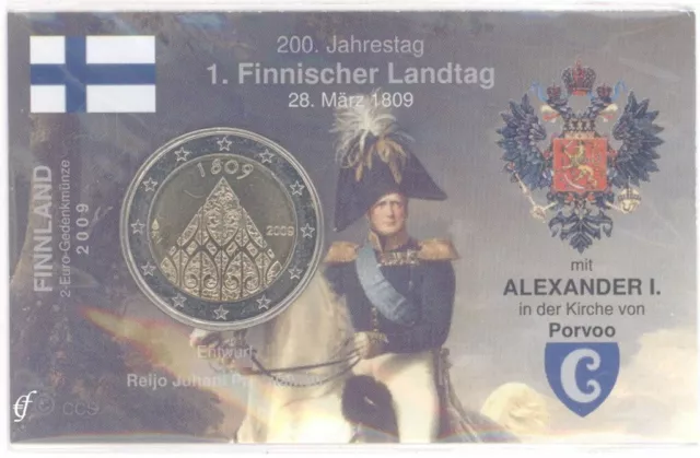 2 Euro Münze in Coincard / Infokarte Finnland 2009 200 Jahre Unabhängigkeit