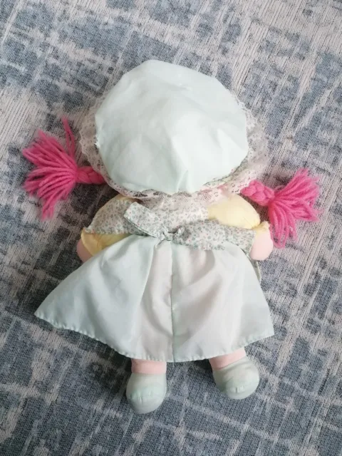Vintage Dolly Mine 12" Rag Doll Plush Soft Toy Braided Hair Floral Dress & Hat 2