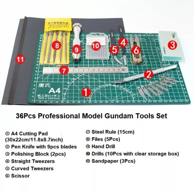 36Pcs Gundam Car Model Basic Tools Kit Hobby Building Repair Tools Set DIY Craft 2