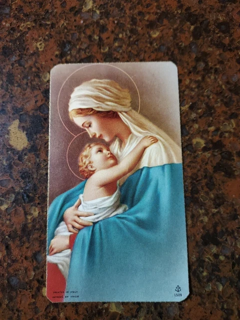 1973 Vtg FUNERAL HOME CATHOLIC CABINET MOURNING PRAYER DEATH MEMORIAL CARD MARY