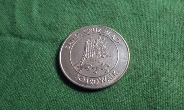 Santa Cruz Beach Boardwalk Good Luck Souvenir Coin Token Silver-Tone Metal