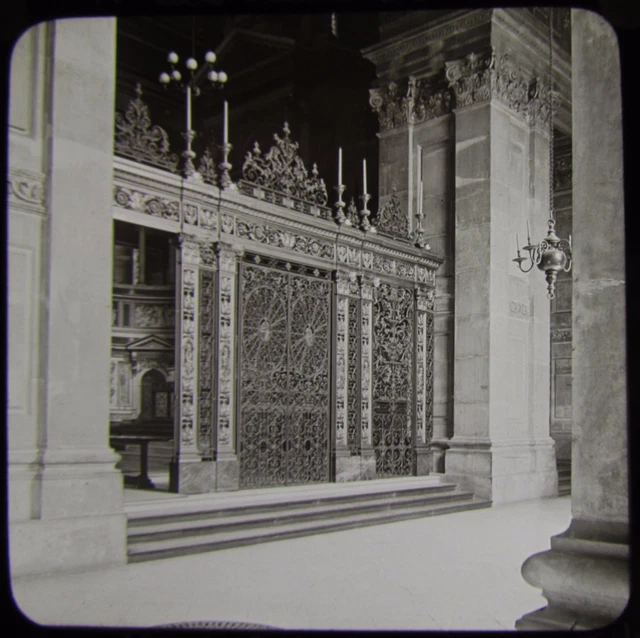 Glas magische Laterne Rutsche ST PAULS KATHEDRALE CHORTORE TORE C1890 FOTO