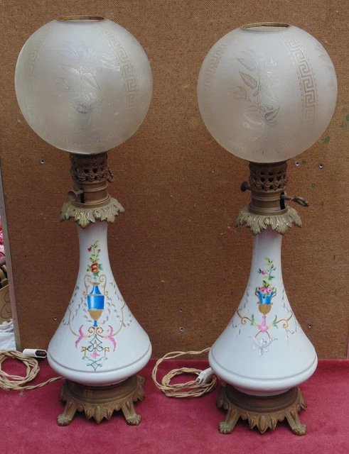 rare magnifique ancienne paire de grande lampe porcelaine paris sèvres Vincennes 2