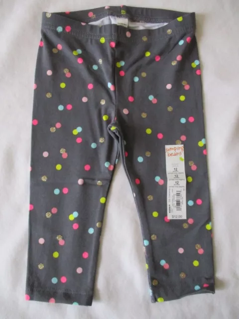 Jumping Beans Gray Leggings Polka Dot Confetti Girls Size 12 24 months New