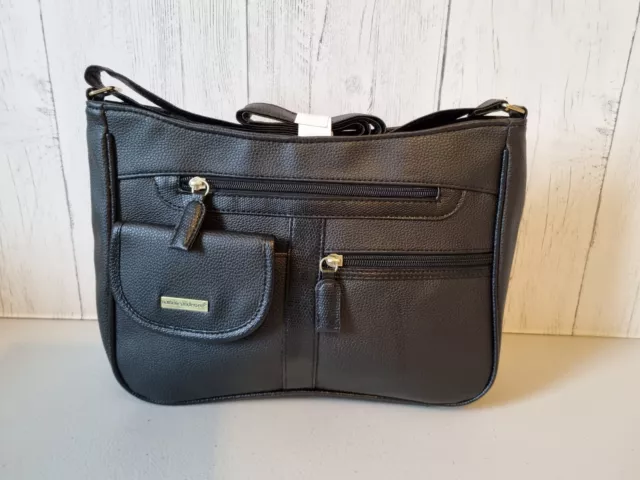 LADIES NATHALIE ANDERSEN Black Handbag Organiser Bag Pockets 9.00