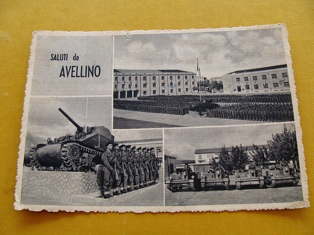 (FG.A44) Saluti da AVELLINO - Caserma CAR TRUPPE CORAZZATE (vg 1953) c.a.r.