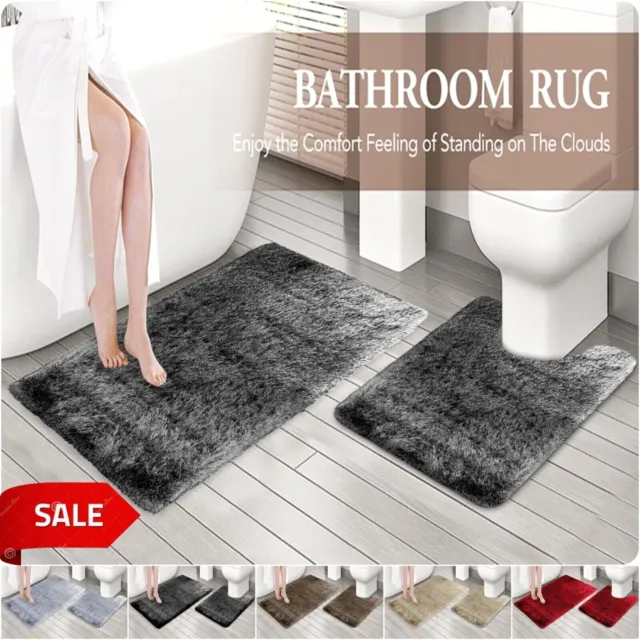 Luxury 2Piece Bath Mat Ultra Soft Bathroom Rug Anti Slip Toilet Rug Pedestal Set