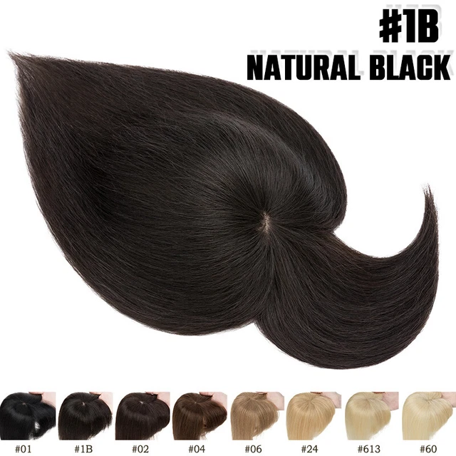 8.5x8.5cm Clip In Women Remy Human Hair Topper with Bangs 150% #1B Natural Black