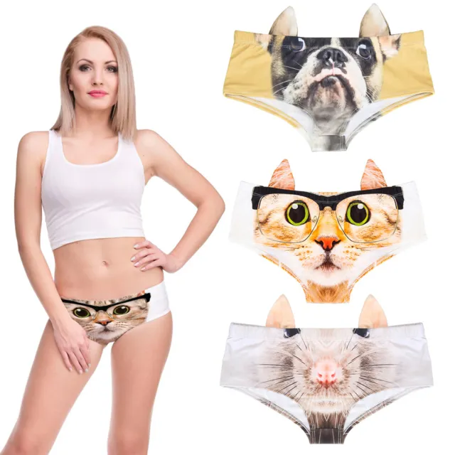 Lift Up Briefs Sexy Pig Cat Animals 3D Printing Women Panties Underwear