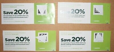 Savers Thrift store coupons 4 pack 20% off entire purchase. expires on 12-31-22