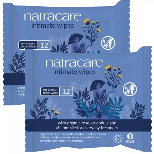 NATRACARE Intime Lingettes Pure Bio Coton Lingette avec Rose,Calendula,Camomille