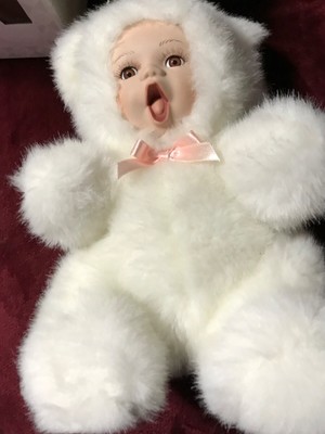 emerald porcelain doll collection white plush  Bear
