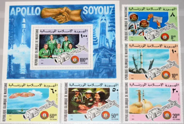 MAURITANIA MAURETANIEN 1975 522-6 Block 13 C156-9 Apollo Soyuz Space Ships MNH