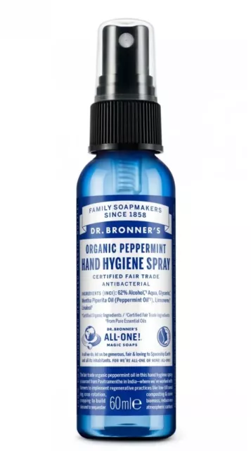 Dr. Bronners Bio-Pfefferminze Hand-Hygienespray 60 ml  - Neu