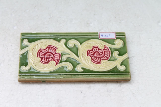 Japan antique art nouveau vintage majolica border tile c1900 Decorative NH4361 8