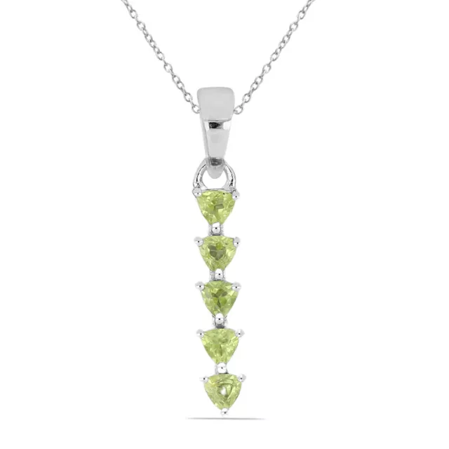 Nobile 1,0 Carati Peridoto Rimorchio 925 Argento Sterling Collier Catena Olivina