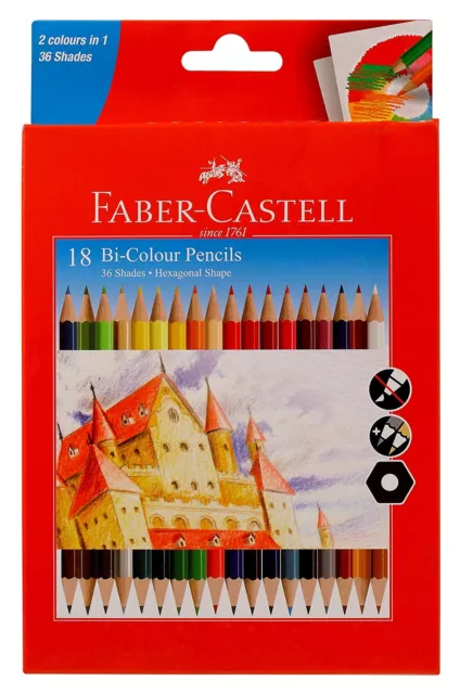 Faber-Castell Bicolor Lápiz, Surtido - 18 Shade (1 Set)