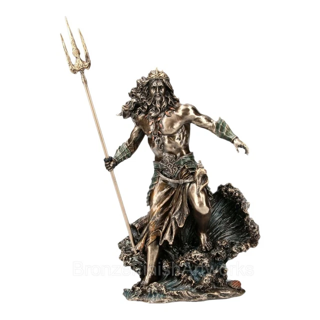 POSEIDON GREEK GOD of Sea Neptune Figurine Statue Sculpture Bronze ...