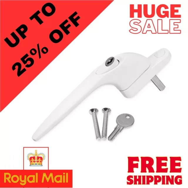 UPVC Window Handle Universal Espag Key Locking For Double Glazing White.