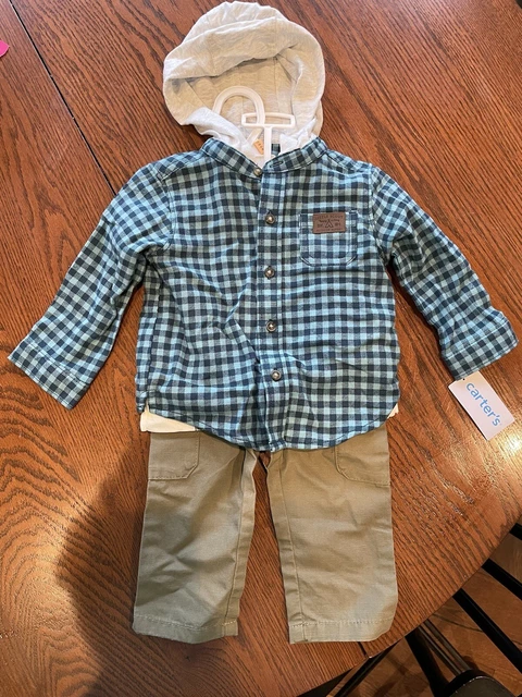 NEW Carters Baby Boy 3 Piece Set Outfit Jacket Pants Shirt 12 Months Fox