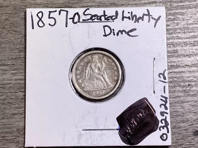 1857-O Seated Liberty Silver Dime-New Orleans Fine Details-032924-12