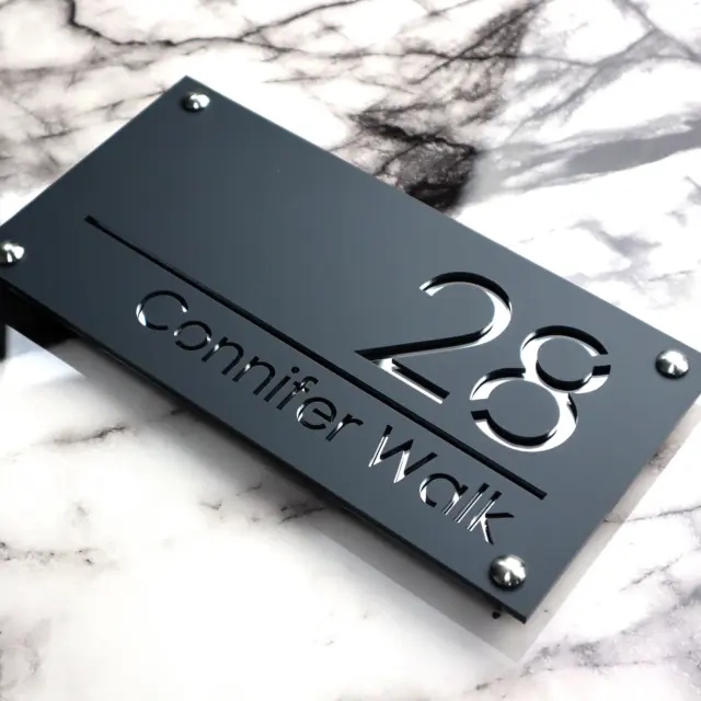 Modern Laser Cut Door Address Plaque House Number Sign Personalised Signs