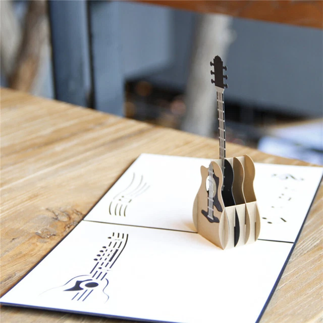 Tarjeta de felicitación de boda única 3D tarjeta de felicitación de cumpleaños tarjeta de felicitación para guitarra tarjeta de felicitación