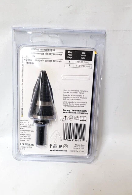 Klein Tools KTSB11 Double Fluted Step Drill Bit - Fast Shipping!! 4
