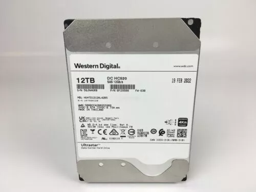 WD HDD Ultrastar DC HC520 HUH721212AL4205 12TB 3.5" SAS Server Hard Disk Drive