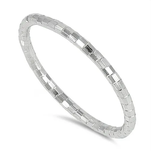 Diamond Cut Thin Stackable Wedding Ring New 925 Sterling Silver Band Sizes 3-12