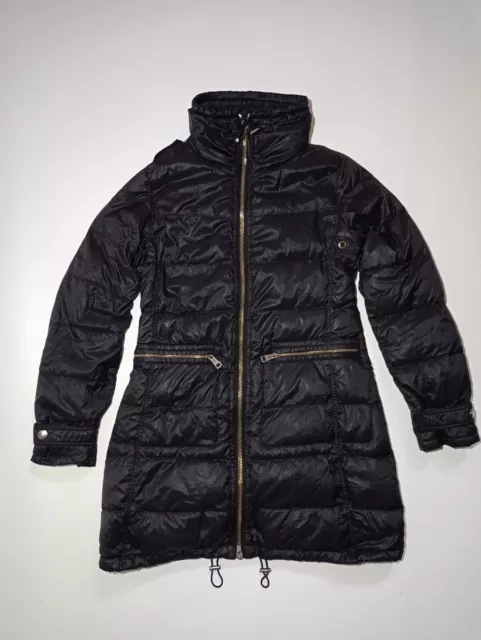 BEAUTIFUL Burberry Brit Black Glossy Belted Goose Down Quilted Zip Puffer Coat! 2