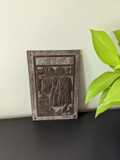 Vintage Metal Wall Decor Pressed 3D Look Closet Scene Clothes Fashion