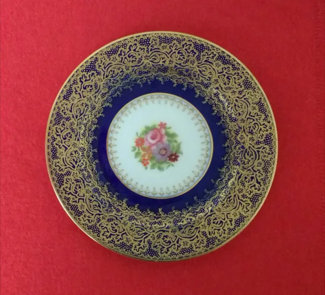 George Jones & Sons Crescent dessert plate, cobalt blue and gold