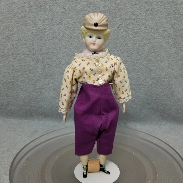 10" artist antique reproduction German Molded bisque Head Doll with molded Hat