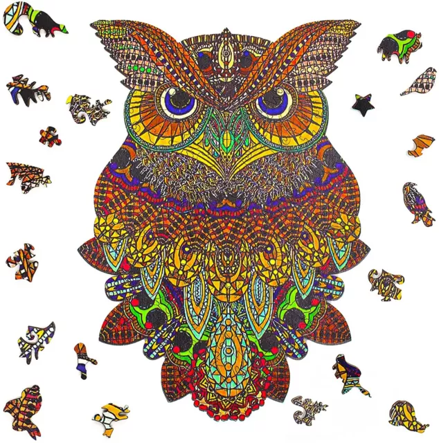 218 Pieces Wooden Jigsaw Puzzles Unique Shape Puzzle Owl for Adults and Children