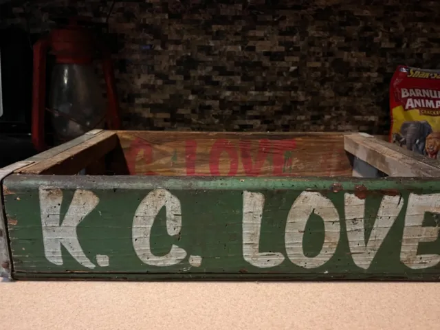 Rare Vintage Wooden KC Love Soda Crate