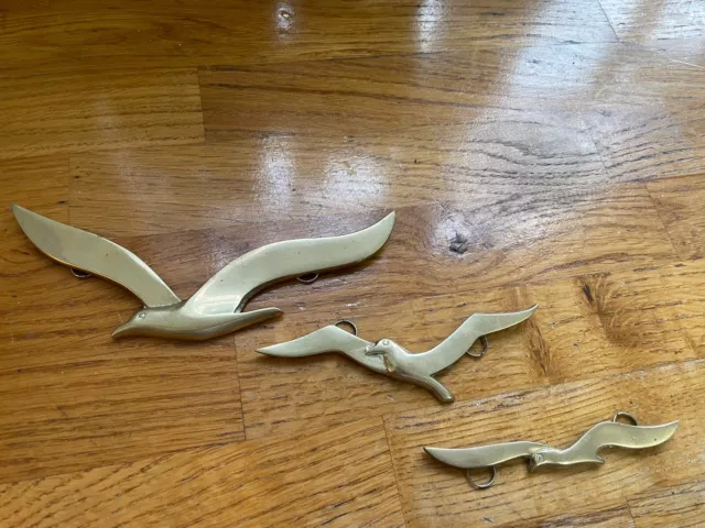 Vintage Retro Brass Art Deco Flying Seagulls