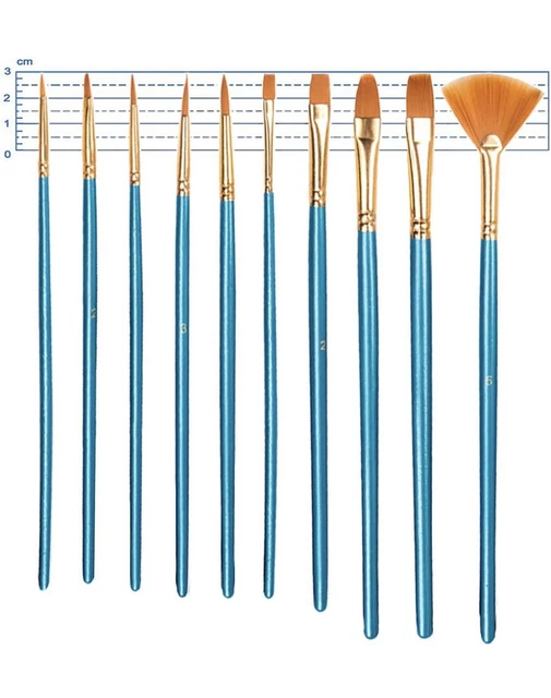 Set di 10 PENNELLI per PITTURA artistica Acrilica, Acquerello, ad Olio 5