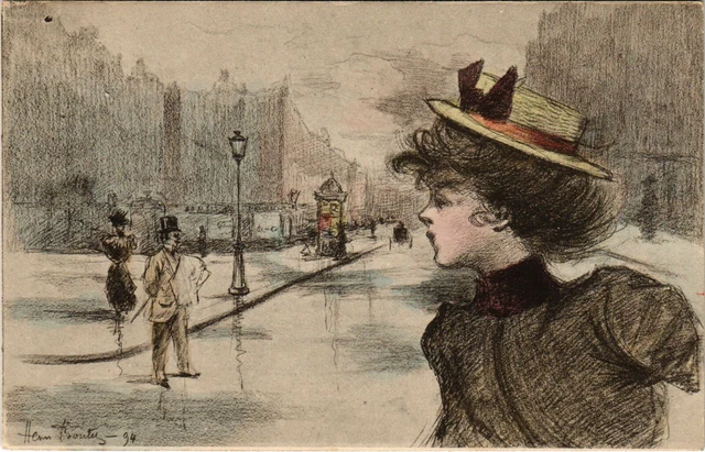PC CPA HENRI BOUTET, ARTIST SIGNED, STREET SCENE, ART NOUVEAU, 94 (b15559)