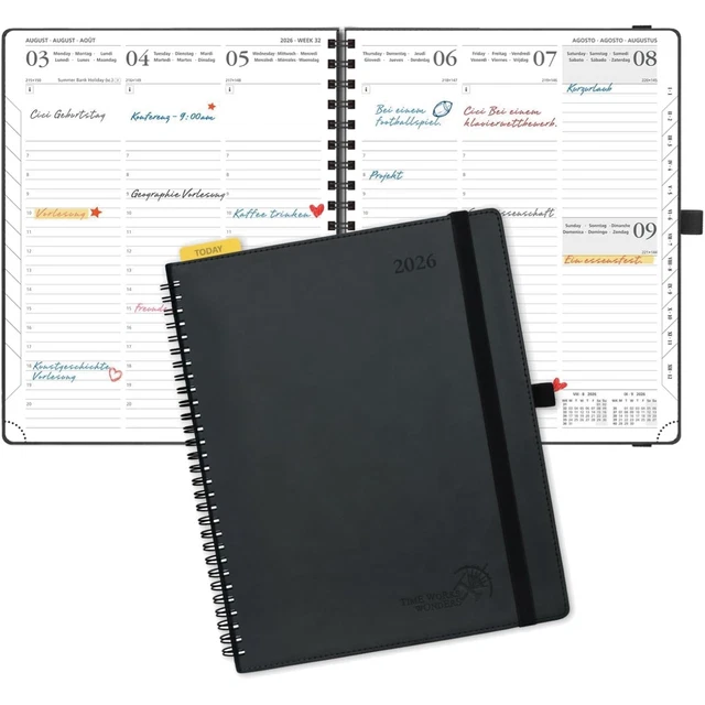KALENDER 2026, WOCHENPLANER, Terminplaner, Ringbuch, Buchkalender