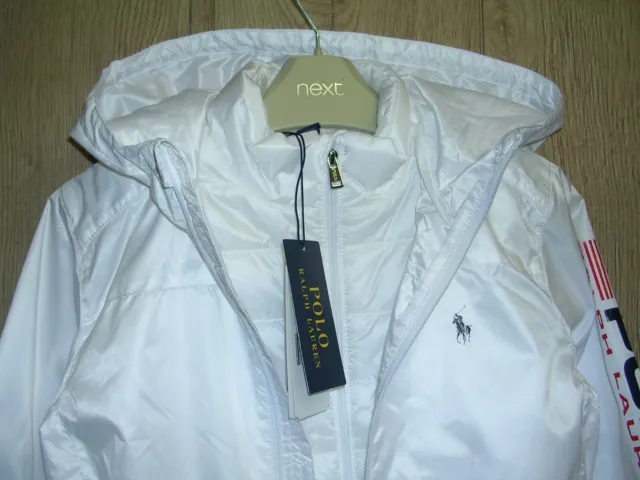 RALPH LAUREN POLO Girls NEW White 3-in-1 Hooded Coat Jacket Gilet Age 6 116cm 3