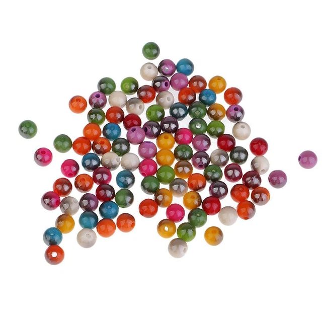 100Pieces Mix Color Round Resin Beads Charms For Craft With Hole DIY Jewelry