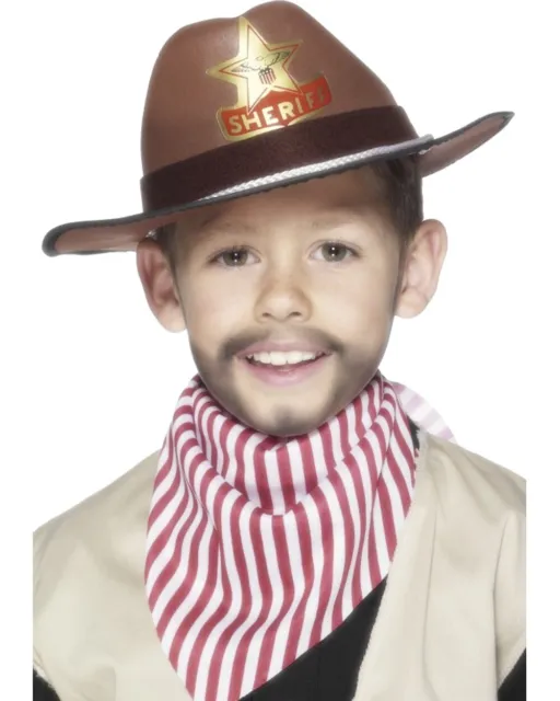 Child's Brown Sheriff Hat With Star Western Gunslinger Costume Accessory