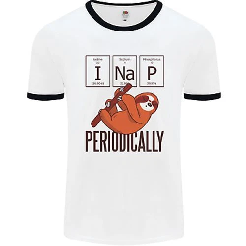 T-shirt I Nap Divertente tavola periodica pigrizia geek sonno da uomo bianca